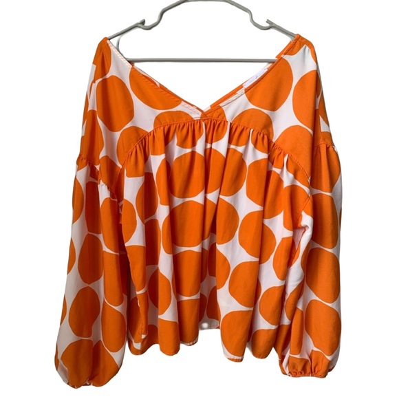 Ces Femme Tops - CES FEMME Deep V Front and Back 3/4 Balloon Elastic Sleeve Blouse